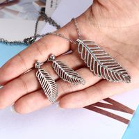 304 Stainless Steel 18K Gold Plated Casual Simple Style Plating Hollow Out Inlay Leaf Zircon Earrings Necklace main image 6