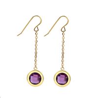 1 Pair Simple Style Round Plating Inlay Titanium Steel Zircon 18K Gold Plated Drop Earrings main image 1