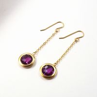 1 Pair Simple Style Round Plating Inlay Titanium Steel Zircon 18K Gold Plated Drop Earrings main image 3
