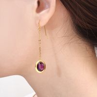 1 Pair Simple Style Round Plating Inlay Titanium Steel Zircon 18K Gold Plated Drop Earrings main image 4