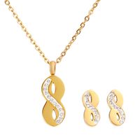 304 Stainless Steel 18K Gold Plated Simple Style Commute Plating Inlay Infinity Artificial Gemstones Jewelry Set main image 6