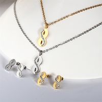 304 Stainless Steel 18K Gold Plated Simple Style Commute Plating Inlay Infinity Artificial Gemstones Jewelry Set main image 1
