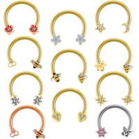Casual Star Flower Bee Stainless Steel Copper Epoxy Plating Inlay Rhinestones Zircon Rose Gold Plated White Gold Plated Gold Plated Nose Ring main image 1