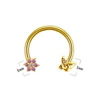 Casual Star Flower Bee Stainless Steel Copper Epoxy Plating Inlay Rhinestones Zircon Rose Gold Plated White Gold Plated Gold Plated Nose Ring sku image 19