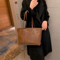 Women's Pu Leather Solid Color Vacation Square Zipper Tote Bag main image 5