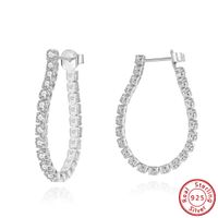 1 Pair Modern Style Classic Style Geometric Plating Inlay Sterling Silver Zircon Rhodium Plated Silver Plated Earrings sku image 2