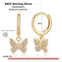 1 Pair Casual Elegant Round Star Butterfly Plating Inlay Copper Zircon 14k Gold Plated Drop Earrings Earrings main image 6