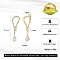 1 Pair Modern Style Classic Style Water Droplets Plating Inlay Sterling Silver Zircon Rhodium Plated Silver Plated Drop Earrings main image 2