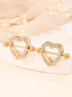 1 Pair Nipple Rings & Studs Simple Style Heart Shape Zinc Alloy Inlay Glass Gold Plated main image 1