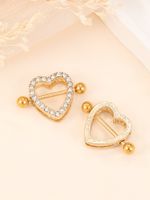 1 Pair Nipple Rings & Studs Simple Style Heart Shape Zinc Alloy Inlay Glass Gold Plated main image 2