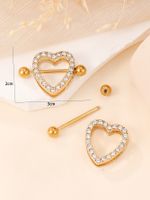 1 Pair Nipple Rings & Studs Simple Style Heart Shape Zinc Alloy Inlay Glass Gold Plated main image 4