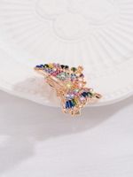 Elegant Vacation Shiny Butterfly Copper Plating Hollow Out Inlay Zircon Women's Brooches 1 Piece main image 3