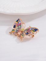 Elegant Vacation Shiny Butterfly Copper Plating Hollow Out Inlay Zircon Women's Brooches 1 Piece main image 1