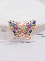 Élégant Vacances Brillant Papillon Le Cuivre Placage Évider Incruster Zircon Femmes Broches 1 Pièce main image 2