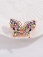 Elegant Vacation Shiny Butterfly Copper Plating Hollow Out Inlay Zircon Women's Brooches 1 Piece main image 4
