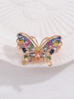 Elegante Vacaciones Brillante Mariposa Cobre Enchapado Ahuecar Embutido Circón Mujeres Broches 1 Pieza main image 4