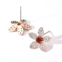 1 Pair Korean Style Flower Plating Inlay Copper Zircon White Gold Plated Ear Studs main image 6