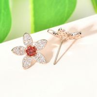 1 Pair Korean Style Flower Plating Inlay Copper Zircon White Gold Plated Ear Studs main image 4