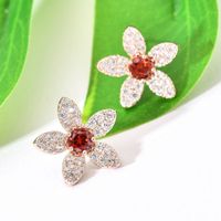 1 Pair Korean Style Flower Plating Inlay Copper Zircon White Gold Plated Ear Studs main image 3
