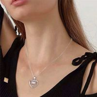 Lady Heart Shape Owl Stainless Steel Copper Plating Inlay Zircon 14k Gold Plated Pendant Necklace main image 7