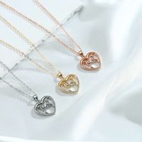 Lady Heart Shape Owl Stainless Steel Copper Plating Inlay Zircon 14k Gold Plated Pendant Necklace main image 1