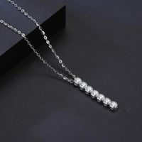 Simple Style Korean Style Geometric Sterling Silver Plating Inlay Zircon 14k Gold Plated White Gold Plated Pendant Necklace main image 5