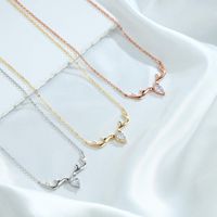 Lady Antlers Stainless Steel Copper Plating Inlay Zircon 14k Gold Plated Pendant Necklace main image 1