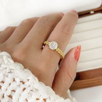 Simple Style Round Water Droplets Stainless Steel Plating Inlay Zircon 18k Gold Plated Rings main image 5