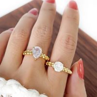 Simple Style Round Water Droplets Stainless Steel Plating Inlay Zircon 18k Gold Plated Rings main image 1