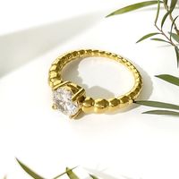 Simple Style Round Water Droplets Stainless Steel Plating Inlay Zircon 18k Gold Plated Rings main image 6