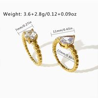 Simple Style Round Water Droplets Stainless Steel Plating Inlay Zircon 18k Gold Plated Rings main image 2