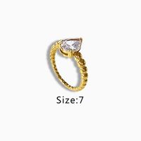 Simple Style Round Water Droplets Stainless Steel Plating Inlay Zircon 18k Gold Plated Rings sku image 1