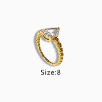 Simple Style Round Water Droplets Stainless Steel Plating Inlay Zircon 18k Gold Plated Rings sku image 2
