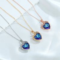 Ig Style Heart Shape Unicorn Copper 14k Gold Plated Artificial Crystal Pendant Necklace In Bulk main image 9