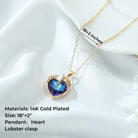 Ig Style Heart Shape Unicorn Copper 14k Gold Plated Artificial Crystal Pendant Necklace In Bulk main image 2