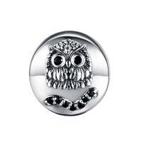 1 Piece Hole 4~4.9mm Sterling Silver Zircon Rhodium Plated Animal Owl Polished Beads main image 3
