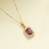 Classic Style Water Droplets Stainless Steel Plating Inlay Zircon Gold Plated Pendant Necklace sku image 1