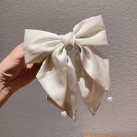 Women's Ig Style Sweet Bow Knot Cloth Inlay Artificial Pearls Rhinestones Hair Clip sku image 2