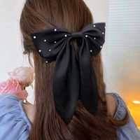 Women's Ig Style Sweet Bow Knot Cloth Pearl Hair Clip main image 1