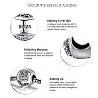 1 Piece Hole 4~4.9mm Sterling Silver Zircon Rhodium Plated Animal Owl Polished Beads main image 2