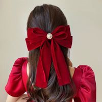 Women's Ig Style Bow Knot Cloth Inlay Artificial Pearls Hair Clip main image 1