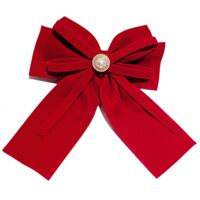 Women's Ig Style Bow Knot Cloth Inlay Artificial Pearls Hair Clip main image 6