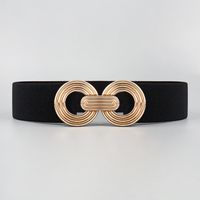 Simple Style Round Alloy Rubber Band Plating Women's Woven Belts sku image 1