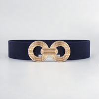 Simple Style Round Alloy Rubber Band Plating Women's Woven Belts sku image 3
