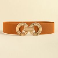 Simple Style Round Alloy Rubber Band Plating Women's Woven Belts sku image 6