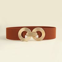Simple Style Round Alloy Rubber Band Plating Women's Woven Belts sku image 7