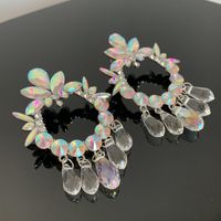 1 Pair Ig Style Retro Luxurious Round Water Droplets Tassel Plating Inlay Arylic Alloy Rhinestones Silver Plated Drop Earrings main image 10