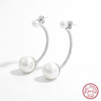 1 Pair Elegant Sweet Flower Snake Snowflake Plating Hollow Out Inlay Sterling Silver Pearl Zircon White Gold Plated Rhodium Plated Ear Studs main image 7