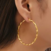 Fashion Round The Answer Stainless Steel Hoop Earrings Gold Plated Stainless Steel Earrings 1 Pair main image 5