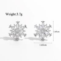 1 Pair Elegant Sweet Flower Snake Snowflake Plating Hollow Out Inlay Sterling Silver Pearl Zircon White Gold Plated Rhodium Plated Ear Studs sku image 4